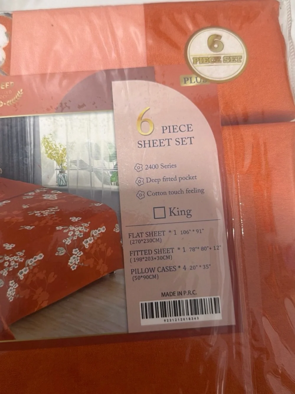 Floral King 6-Piece Sheet Set in Rust